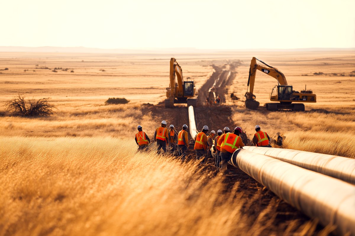 Pipeline crew on the Texas plains